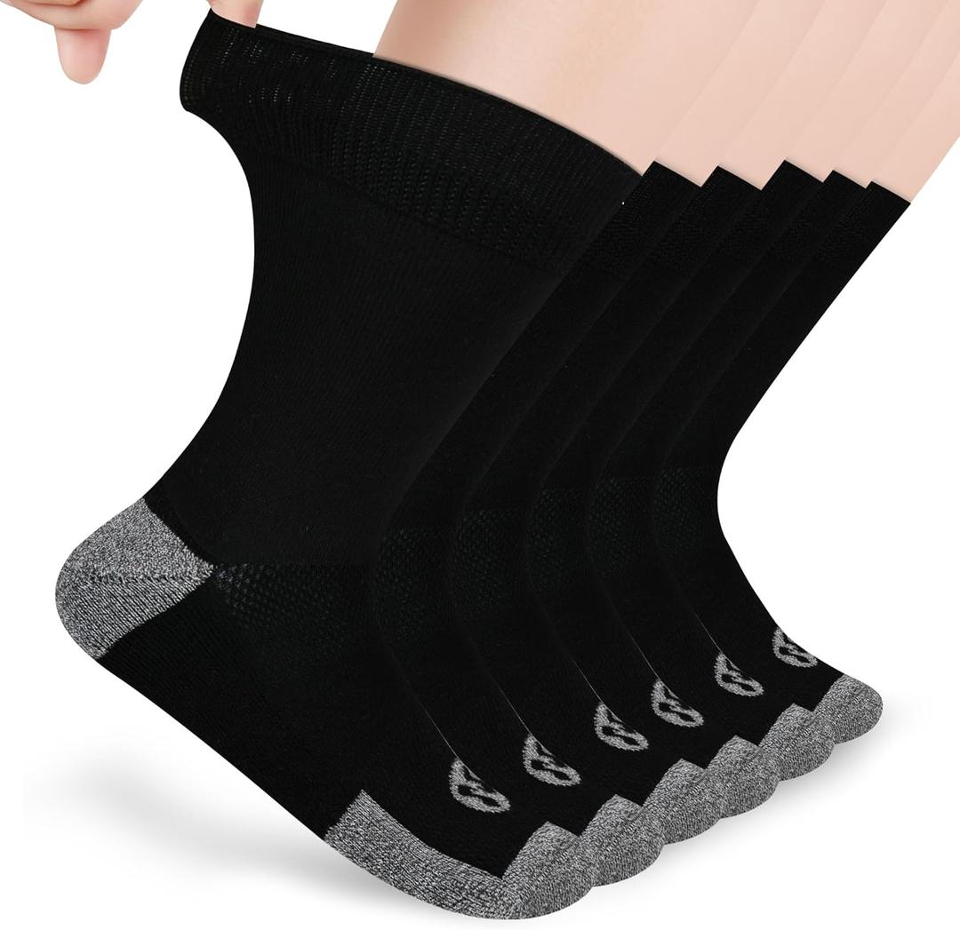 Diabetic Socks for Men,6 Pairs Crew Mens Diabetic Neuropathy Socks for Men Size 9-11/10-13/13-15 (X-Large)