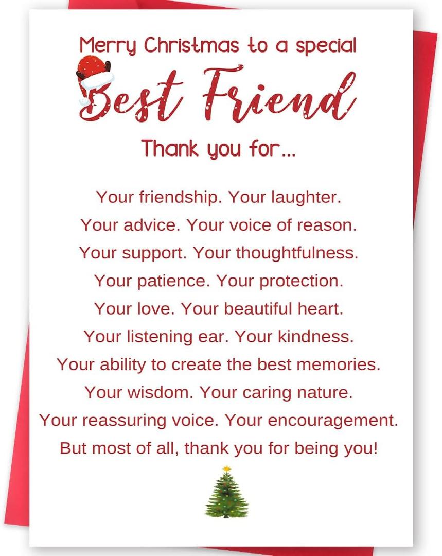 8 x Funny Christmas Card for Best Friend, Happy Xmas Holiday Gift Idea for Bestie Sister, Merry Christmas to A Special Friend Card (es148)