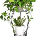 28.4 inches Tall Metal Plant Stand 11.8 Dia for Indoor or Outdoor use,2 Tier Heavy Duty Flower Pot Stand Rack 11.8 inches Diameter Holds Big Heavy Plants,Black (28.4 INCHES TALL)