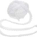 uxcell 10 Yards Pom Pom Trim Ribbon, 0.5" Wide White Pom Pom Ball Fringe Trim Sewing Fringe Fabric Trim Ribbon for DIY Crafts Curtain Clothes Pillow Home Decoration