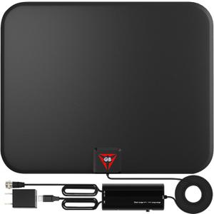TV Antenna Indoor Antenna for Smart TV for Long Range Reception and All Smart TVs HD Digital Antenna with Amplifier Signal Booster for Local Channels Supports 4K 1080p-26.5 ft Coax Cable/AC Adapter