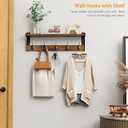 Coat Rack with Wall Mount, 23 Inch Long Entryway Wall Shelf with Hooks, Wood Hanger with Storage Shelf for Bathroom, Hallway, Rustic Brown