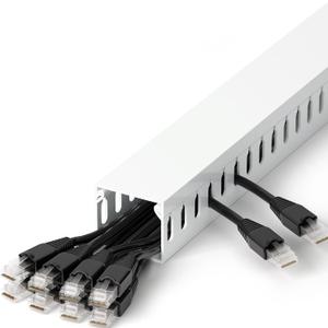 1.4"H x 1.6"W Cable Raceway, 12ft Under Desk Wire Management Channel, White