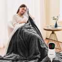 Heated Electric Blanket- Electric Throw Blanket 84"x90" for Bed- Heated Blanket with 5 Heating Levels& 4 Hours Auto Off for Couch Home Office - Soft Faux Fur Heating Blanket for Full Body(Grey)