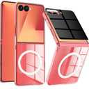 for Samsung Galaxy Z Flip 7 Case with Privacy Screen Protector,Magnetic Galaxy Z Flip7 Phone Case,TPU Bumper Hard PC Ultra Slim Cover for Samsung Galaxy Flip z 7 5G - Crystal Clear