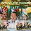 Reallnaive 24 Pcs Dinosaur Goodie Bags Plastic Clear Gift Tote Bags with Handles Dinosaur Themed Party Favor Goodie Holder PVC Handbags for Party Supplies Birthday Treat, 5.9 x 6.3 x 2.7'' (Authentic)