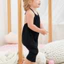 Backless Strap Slouch Jumpsuit for Toddler Girls Cute Harem Halter Romper Pants with Pockets (4-5 T, Black)
