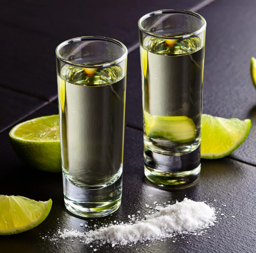 Oggi Tall Shot Glasses w/Heavy Base, Set 4 - Real Glass Shot Glass Set, Cool & Classic Design Ideal Groomsmen Gifts, Tequila Shot Glasses, Bachelor Party Favors for Men - 2oz / 59ml (Clear)