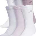 adidas Women's Athletic Cushioned Crew Socks with Arch Support, 6-Pack, Durable, Moisture-Wicking (Medium, Preloved Fig Purple/Clear Onix Grey/White)