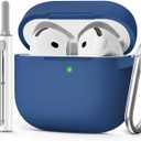 For AirPods 4 Case 2024 Come with Cleaner Kit,Soft Silicone Protective Cover for Apple AirPods 4th Generation Cases with Keychain,Compatible with AirPod 4 Case for Women Men-Midnight Blue