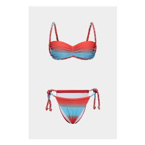 Women Braided Bandeau Bikini Cheeky Bottom Swimsuit Padded Bathing Suit, M