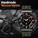 Bandletic Rugged Paracord Compatible with Samsung Galaxy Ultra Watch 47mm Band 2025 2024 for Men, Handmade Woven Braided Tactical Military Survival Nylon Strap, Large, Titanium Buckle-Army Green