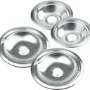 Chrome Range Drip Pans compatible with GE, Hotpoint and Kenmore Electric Stove - Replacement for WB31T10010, WB31T10011 (4 Pack, 2pcs 6" and 2pcs 8")