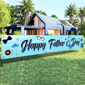 KatchOn, Happy Fathers Day Banner - XtraLarge, 120x20 Inch | Happy Fathers Day Yard Banner, Happy Fathers Day Decorations for Party | Happy Fathers Day Backdrop, Blue Father's Day Decorations Outside (Blue and Black)