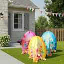 Blulu 3 Pcs Spring Easter Flower Yard Decorations 15.75 x 19.69 Inches Spring Floral Garden Lawn Outdoor Sign 3D Egg Cardboard Standing Porch Sign for Easter Outdoor Front Door Holiday Party Decor