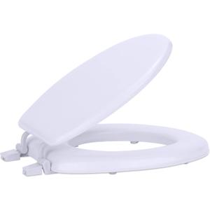 Soft Standard Vinyl Toilet Seat, White - 17 Inch Soft Vinyl Cover with Comfort Foam Cushioning - Fits All Standard Size Fixtures - Easy to Install Fantasia by Achim Home Decor