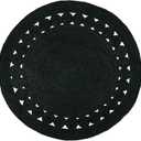Hand Woven Braided Jute Rug - 4' Round - Black Reversible Farmhouse Rugs for Living Room, Bedroom, Dining Room, Kitchen - Natural Decorative Floor Boho Entry Area Rugs - Round Rug 4ft