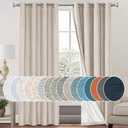 PrinceDeco Natural Linen Curtains 100% Blackout Linen Curtains for Bedroom Full Blackout Curtains 84 Inches Long Living Room Thermal Insulated Light Blocking Curtain Drapes White Backing, 2 Panels, Size: 52"W x 84"L 