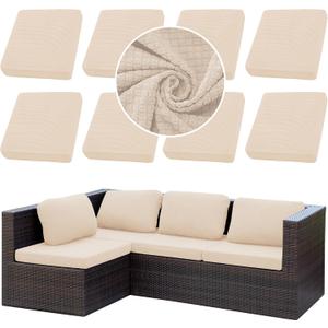 Outdoor Cushion Covers Set,8PCS Patio Furniture Couch Seat Slipcovers, Replacement for Sofa Sectional Chair(CoverOnly)