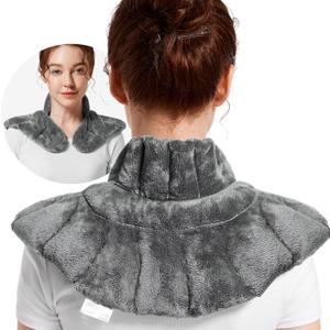 RelaxCoo Microwavable Heating Pad for Neck, Shoulders, and Back - Microwave Heated Wrap with Moist Heat, Weighted Neck Warmer, Gray, Unscented
