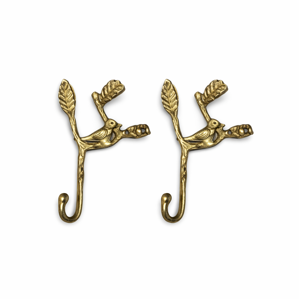 Decor Solid Brass Bird Antique Towel Hook 2 Pack