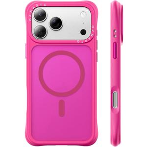 ORNARTO Magnetic for iPhone 17 Pro Max Case, 20FT Military-Grade Drop Protection, Compatible with MagSafe, Slim Shockproof Translucent Matte Phone Case for iPhone 17 Pro Max 6.9", Hot Pink