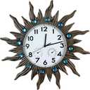 Garden Outdoor Clocks with Thermometer and Hygrometer Combo, Silent No-Ticking Outdoor Wall Clocks, Waterproof Outdoor Clocks Vintage Copper Sun, 18.5 Inch