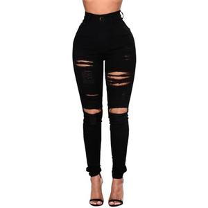 DLAYBGFA Ripped Skinny Jeans for Women High Waisted Stretch Slim Fit Distressed Butt Lifting Denim Jeans Pants, Medium