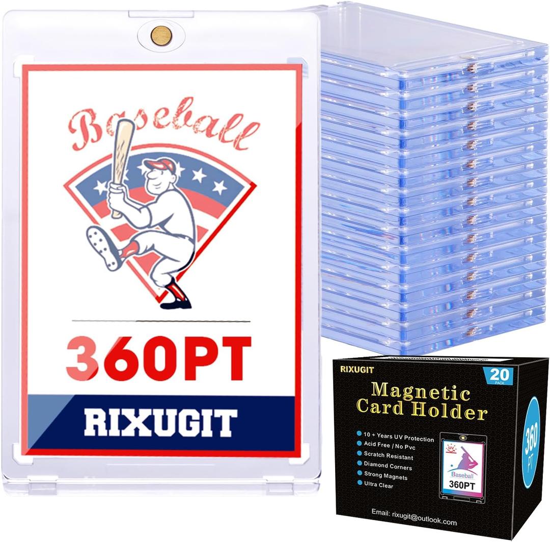 20-Pack Magnetic Card Holders - 360pt Thick Card One Touch Holder, Magnetic Card Case, UV Protection, Fits Trading Cards, Baseball Card, Sports,Gaming & Collectible Cards, Durable Secure Storage