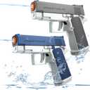 2 Pack Water Gun for Kids - Squirt Guns Water Blaster Soaker 100CC Capacity Water Pistol Toys for Boys Girls Toddlers, Ideal Summer Gifts for Swimming Pool Beach Outdoor Water Toys (Blue/Gray)