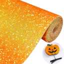 Yellow Orange Gradient Chunky Glitter Faux Leather Roll 12 x 52 Inch, Sparkly Autumn Halloween Collection Fabric for DIY Bows, Crafts, Accessories (Yellow-Orange)