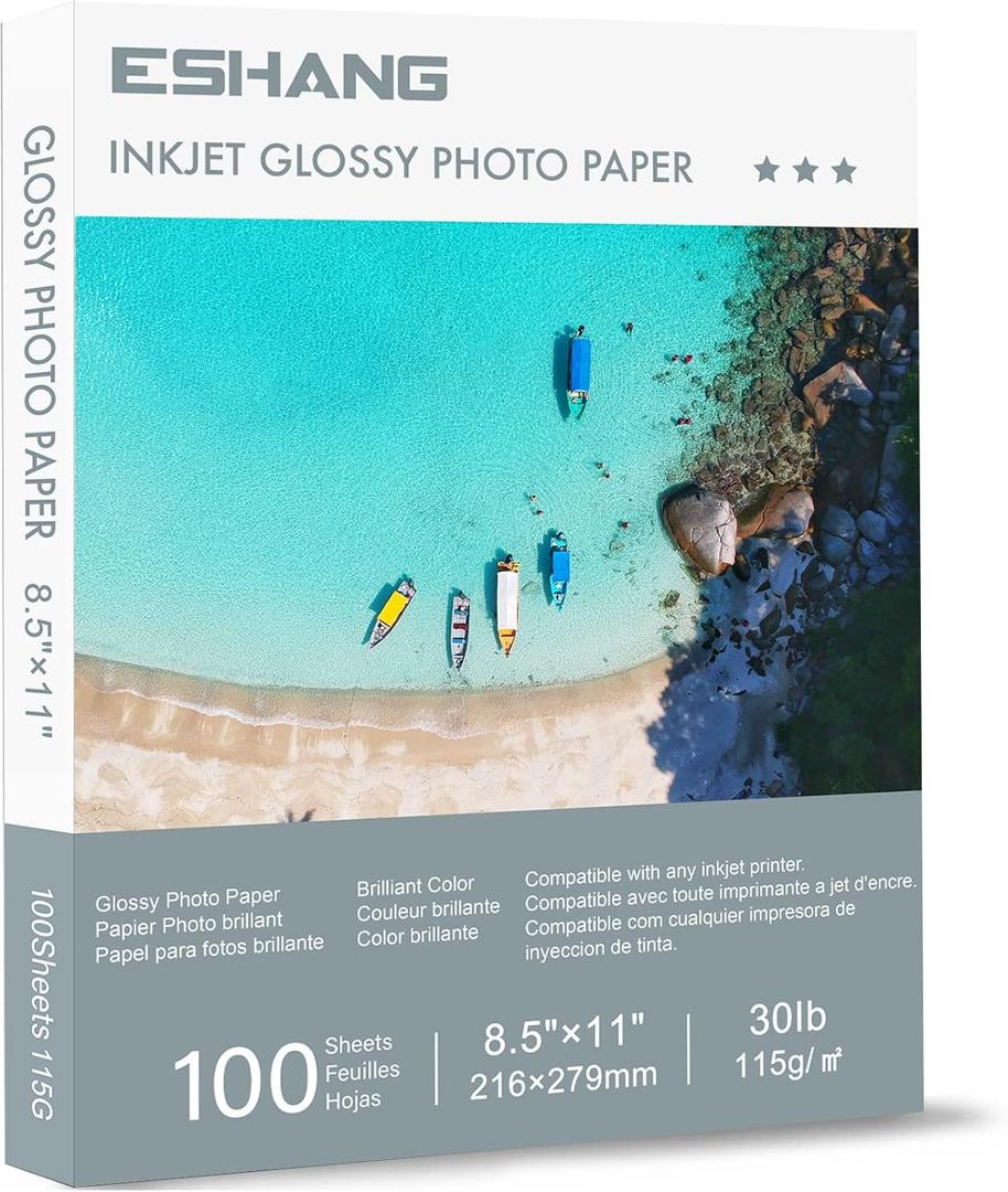 Glossy Thin Printer Paper 8.5x11 Inches 100 Sheets for DIY Chip Bag and Custom Party Favors 30LB