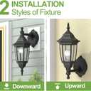 EMART Plastic Outdoor Wall Light Fixtures with Bulbs, Waterproof and Anti-Corrosion Porch Sconces, Exterior Lanterns Wall Mount Lamp for Outside, Garage, Front Door, House, Patio, 2 Pack, Black, No Sensor