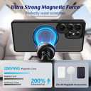 QSEVNSQ 360 Spin Magnetic Stand for Samsung Galaxy S24 Ultra Case with Screen Protector,Fit for Magsafe,3X Military Grade Protective S24 Ultra Case with Kickstand Ring Holder,Matte Blue