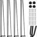 TENGCHANG 40" Hairpin Legs Bar Table Legs 3-Rod Heavy Duty Desk Legs DIY Metal Solid Steel Furniture Legs for Dining Desk Coffee Table Bench, Black, Set of 4