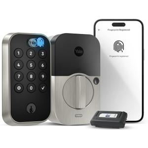 Yale Assure Lock 2 Touch Deadbolt, Satin Nickel Smart Entry Door Lock with Z-Wave (ZW3) Connected Touch Keypad and Fingerprint Scanner with Back-up Key, YRD410-F-ZW3-619