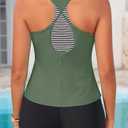 Yonique 3 Piece Athletic Tankini Swimsuits for Women with Shorts Swim Tank Tops with Sports Bra and Boyshorts Bathing Suits (Green, M)