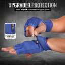 WYOX Hand Wraps Inner Gloves for Kickboxing, Hand Protection for Punching Bag Boxing Glove Liners, Muay Thai, Speed Bag Gloves, Wrist Wrap Training Gloves for Under Mitts & Elasticated (L/XL (22-26cm), Blue)