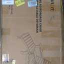 Folding Adirondack Chair with Retractable Ottoman Weather Resistant Fire Pit Chair Patio Chair with 2 Cup Holder Lawn Outdoor Lounge Chair (Teak)