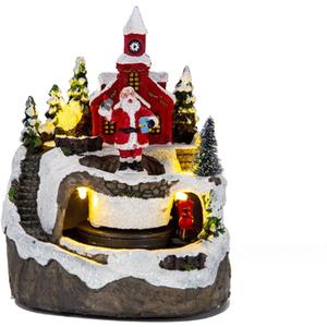 1PCS Christmas Village House Decoration Musical Christmas Village Music LED Light Aldea de Navidad for Christmas Home Decor (Santa Claus)
