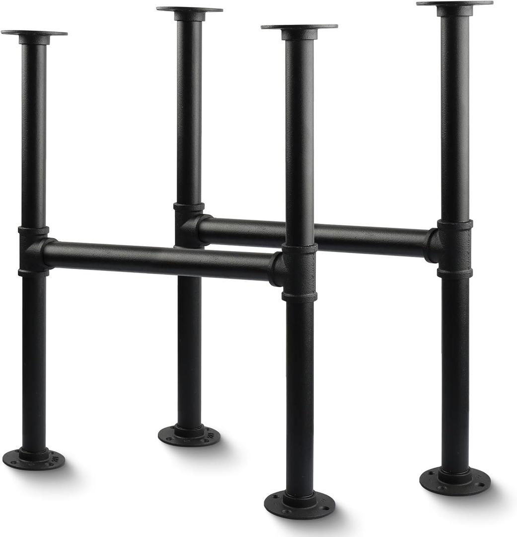 MUZIK 30 Inch Industrial Table Legs, 2 Pack Grey Steel Metal Pipes Vintage Furniture Legs, for Coffee and End Table Legs, 30 in H x 14 in W