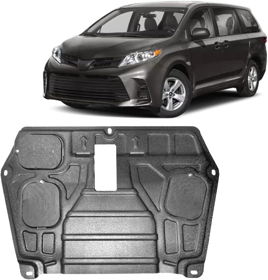 Front Engine Splash Shield for Toyota Sienna 2011-2020 Engine Guards Mud Flaps Suitable for Sienna Under Engine Cover Directly Replace Original One Black