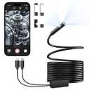 Endoscope Camera with Light, Dual-Lens 1920P HD Borescope with 8+1 Adjustable LED Lights, IP67 Waterproof Inspection Camera 16.5FT Semi-Rigid Snake Camera for iOS & Android (2 Interface)
