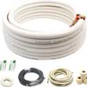 25 Ft Mini Split Line Set.Air Conditioner Copper Tubing Pipes Extension Set, 1/4" & 3/8" 3/8" PE Thickened for AC and Heating Equipment Insulated Coil Line Set HVAC Refrigerant with Nuts. (1/4+3/8)
