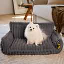 FUNNY FUZZY Dog Bed for Small Dogs - Orthopedic Dog Sofa, Fluffy Puppy Beds with Removable Washable Cover, Supportive Foam Pet Couch Bed - Snoozy Dream, Dark Grey, L