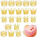 BAHABY 20 Pcs Gold Mini Crown Cake Topper Crowns for Flower Bouquets Cupcake Toppers Cake Decorations for Birthday Wedding Baby Shower Bachelorette Party
