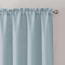 Chyhomenyc Bennet Aqua with Greenish Tone Curtains 45 Inch Length 2 Panels, Faux Linen Textured Light Filtering Soft Airy Rod Pocket Window Treatment Drapes for Living Room Bedroom, Each 30" Wx45 L