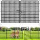 10 Panels No Dig Fence with Gate, 40 in(H) X 24 ft(L) Garden Decorative Fence Animal Barrier for Dogs, Rustproof Metal Garden Edging Border for Outdoor, Yard, Patio, Black