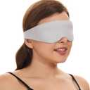 ALASKA BEAR Sleep Mask for Side Sleepers Patented Design, Cup-Shaped and Extra-Soft, 100 Blackout Eye Mask Shades Cover for Men and Women Home or Travel, Machine Washable, Pale Grey