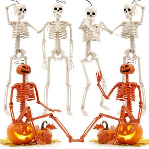 6 PCS Skeletons for Halloween 16 Inches, Full Body Posable Hanging Skeleton with Movable Joints for Halloween Party Decor Indoor and Outdoor Spooky Scary Yard Lawn Garden Patio Haunted House